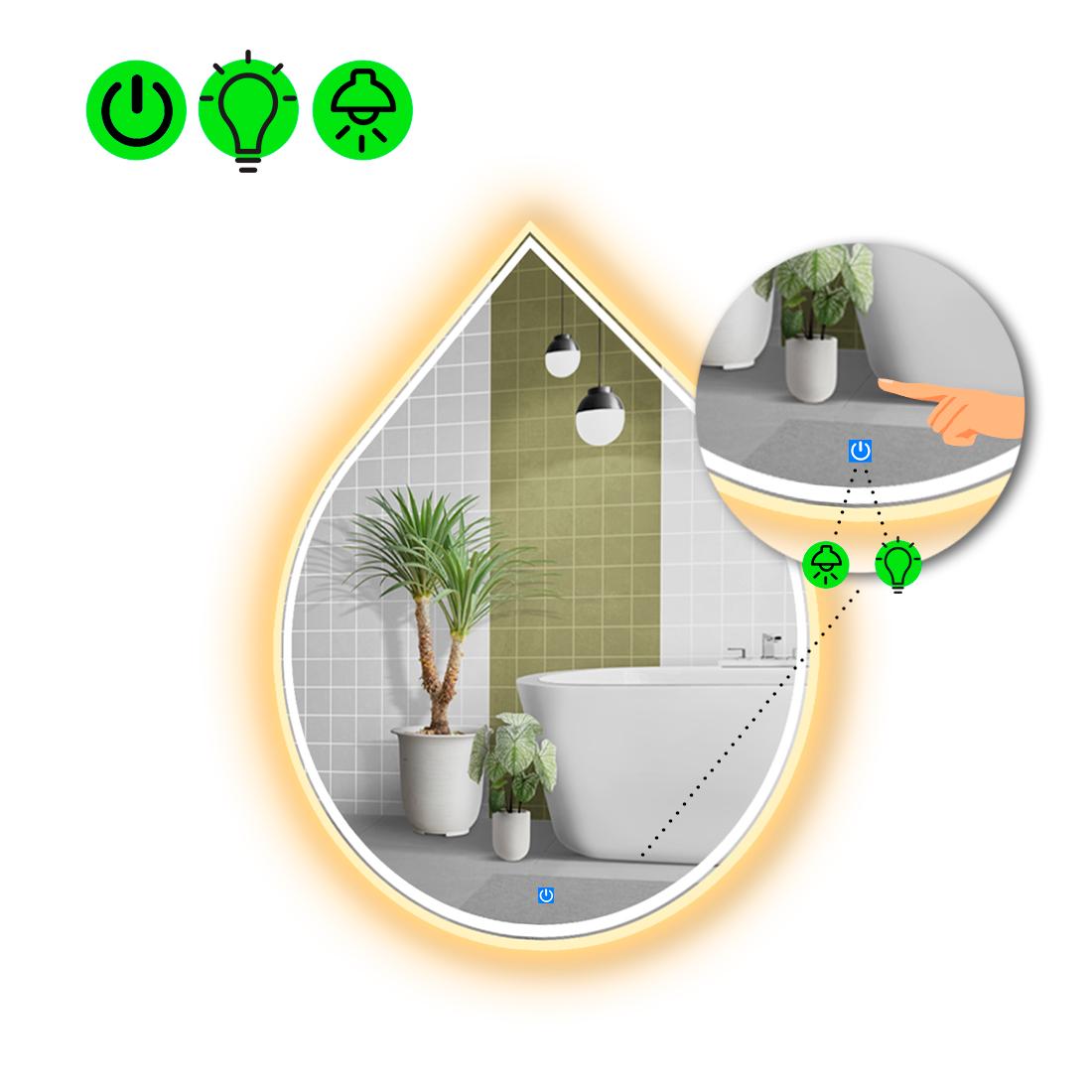 Зеркало с LED подсветкой Goccia 4 с сенсорной кнопкой управления 80x64 см (8777417)