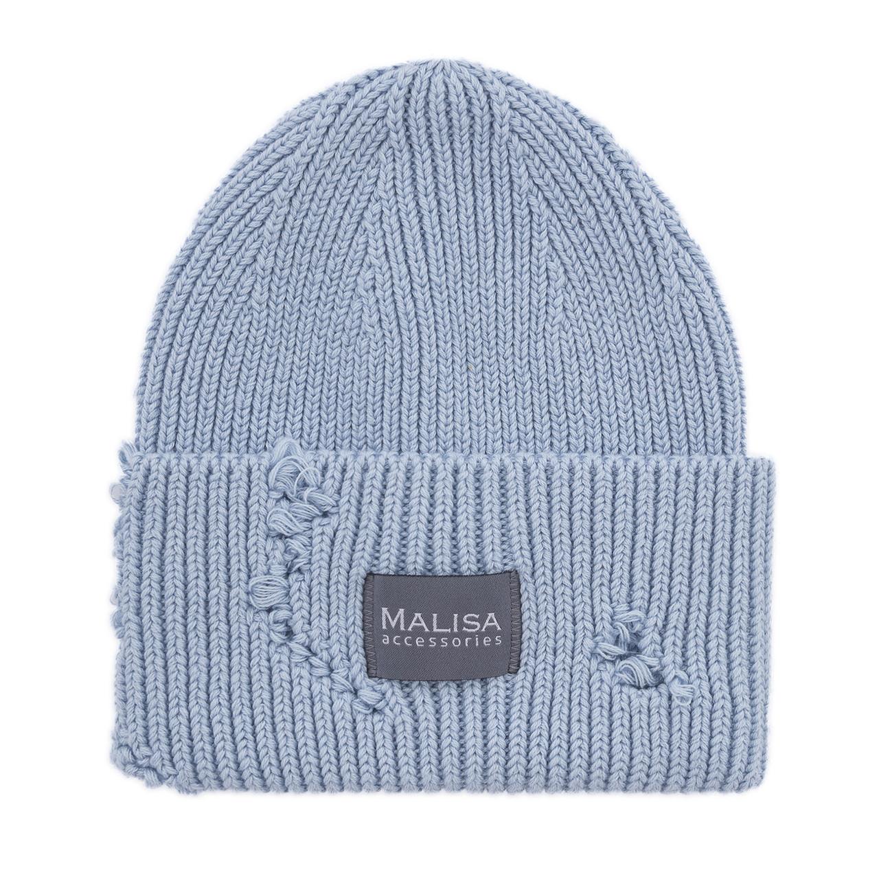 Шапка жіноча Malisa БРУНО без підкладки рвана з емблемою на відвороті one size Світло-блакитний (253771) - фото 2