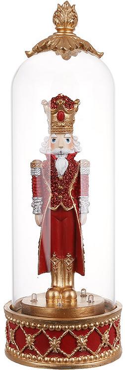 Фигура Щелкунчик под стеклянным колпаком с LED-подсветкой 34 см Красный