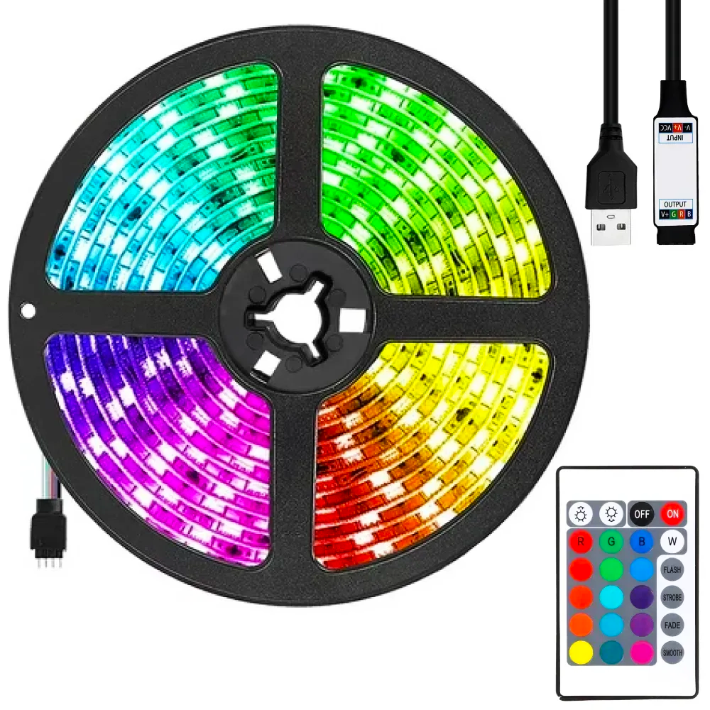 Светодиодная лента SF-20 RGB 5 м от USB с пультом самоклеящаяся (234569473)