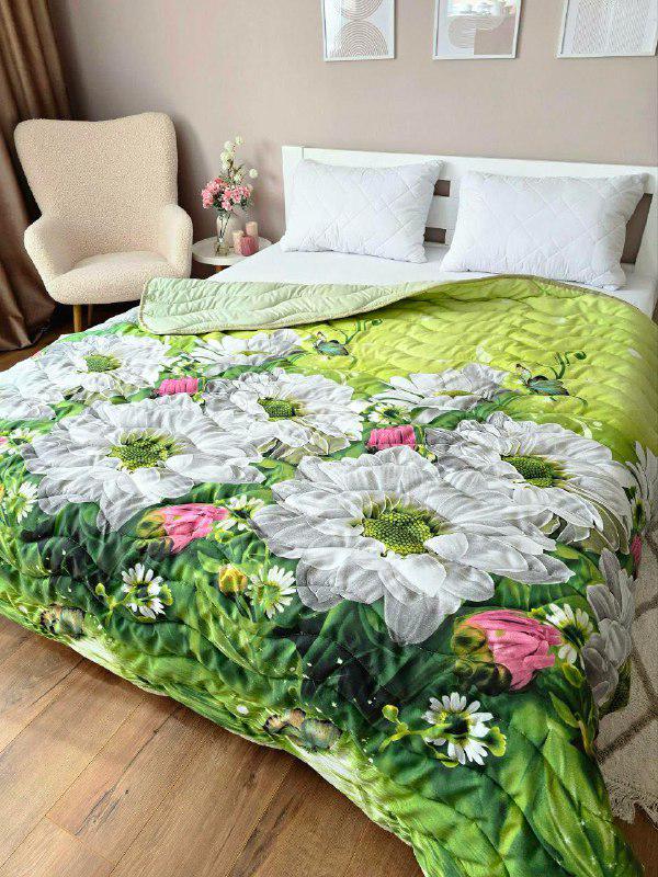 Ковдра літня двостороння з малюнком напівтораспальне 150x210 см Салатовий (27503967) - фото 2 Ковдра літня двостороння з малюнком напівтораспальне 150x210 см Салатовий (27503967) - фото 2