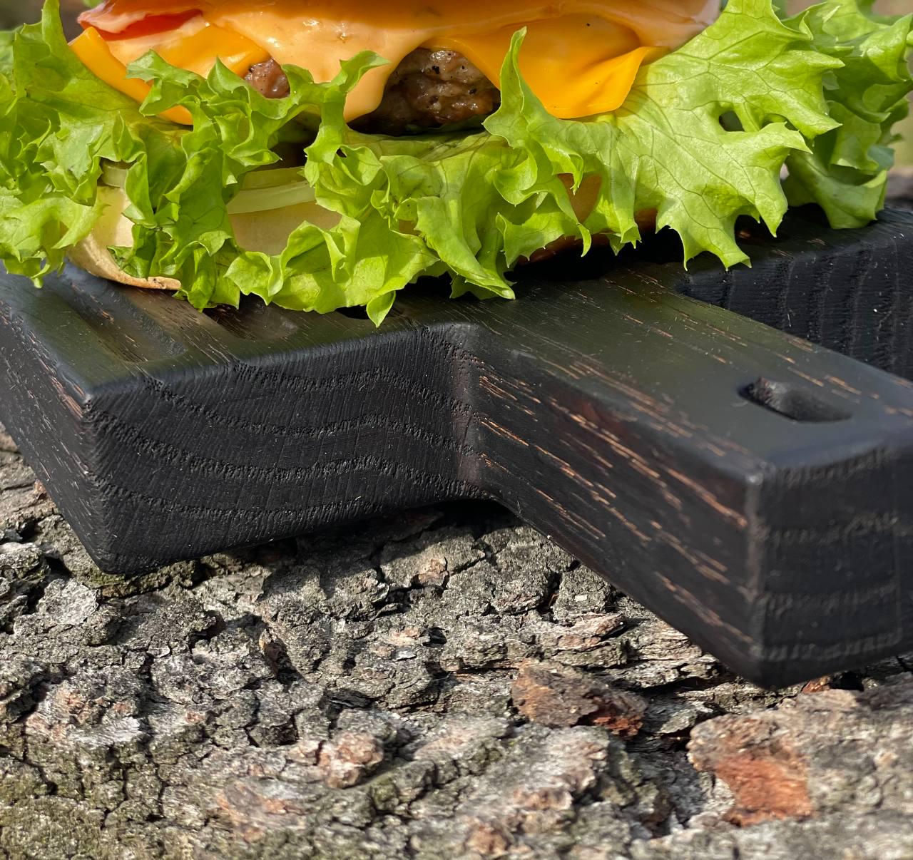 Доска обпаленая деревяная с ручкой для подачи блюд 13х20 см (9230086) - фото 8