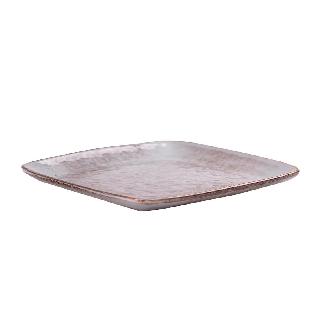 Тарілка плоска квадратна з порцеляни 26,5 см Бежевий (3440) - фото 3