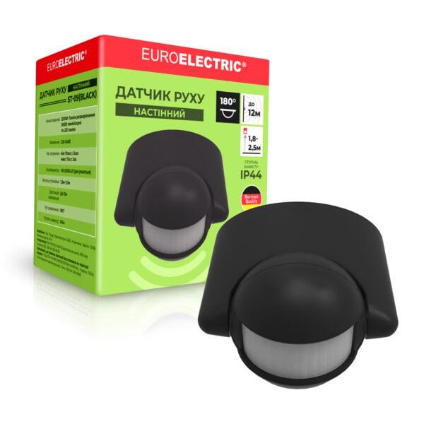 Датчик движения Euroelectric настенный 180° до 12 м Черный (19009520)