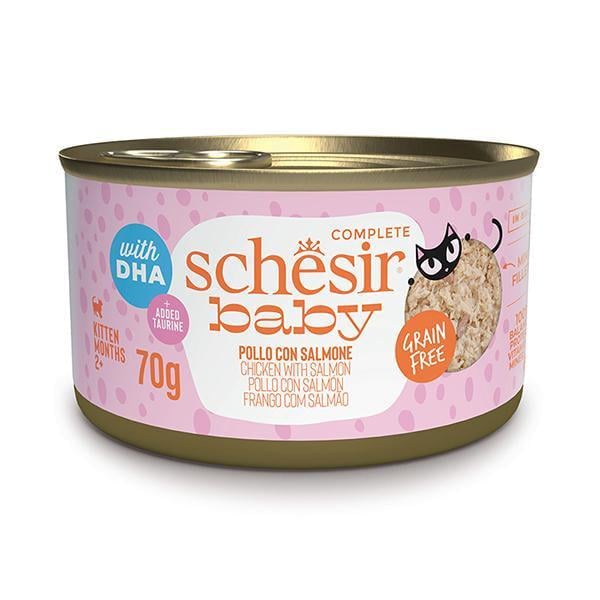 Корм вологий для кошенят Schesir Wet Baby Chicken With Salmon курка з лососем у бульйоні банка 70 г (111159)