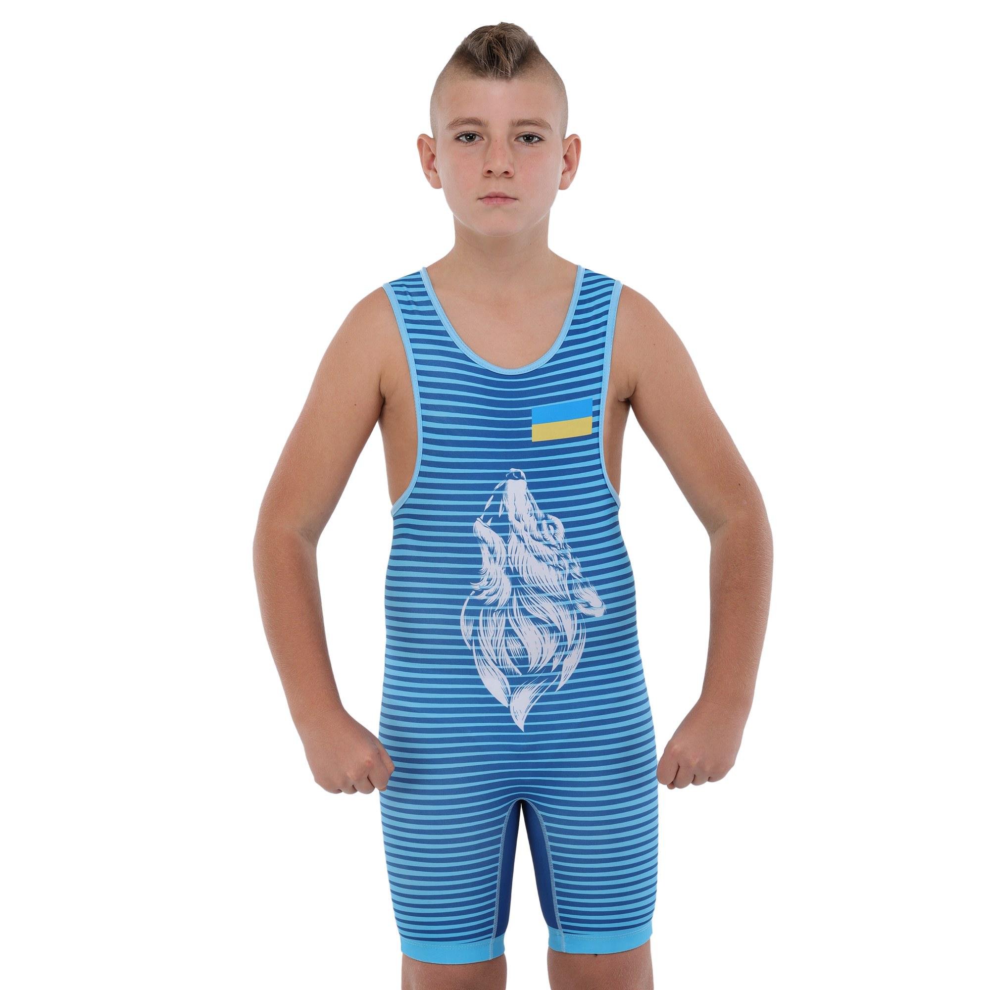 Трико SP-Sport JY-6606 UKRAINE для борьбы детское р. 30/32 рост 128-132см 6-7 лет Синий (8585053829680)