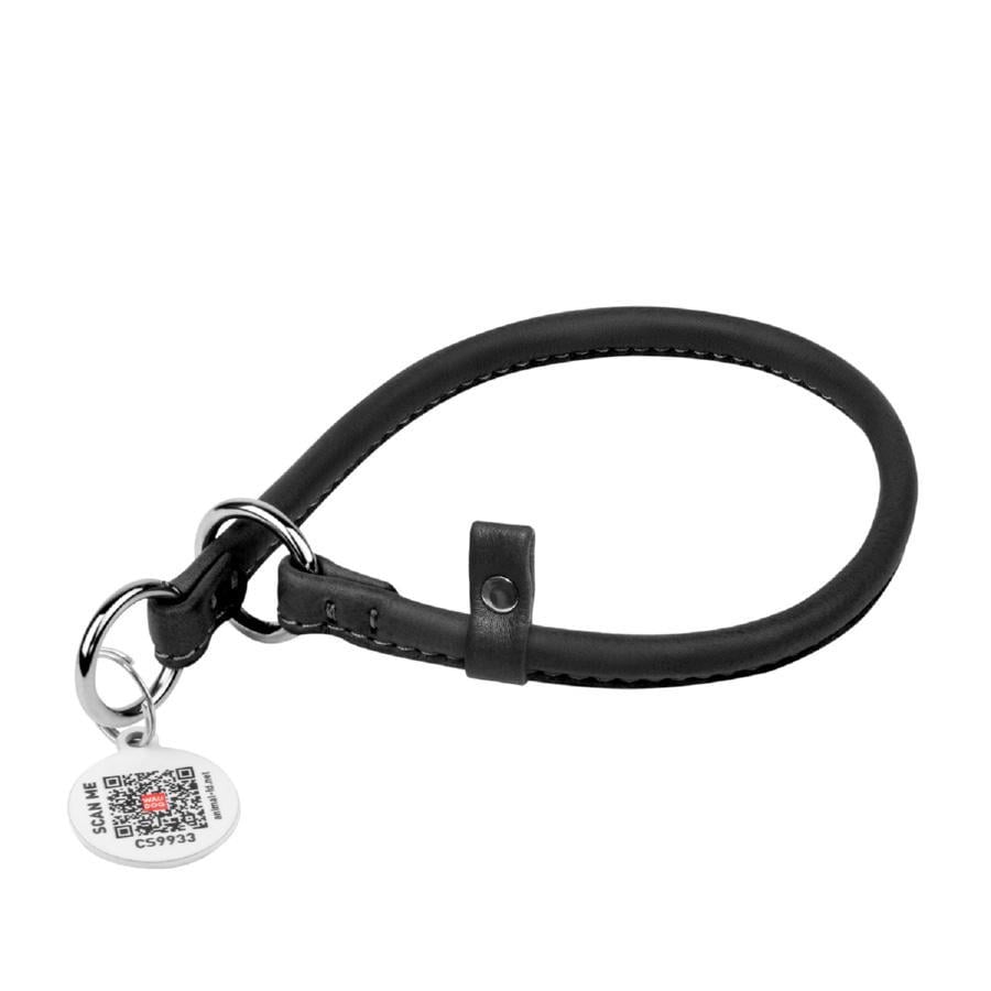 Ошейник-удавка рывковый для собак кожаный Waudog Soft с QR паспортом круглый XS 6 мм 30 см