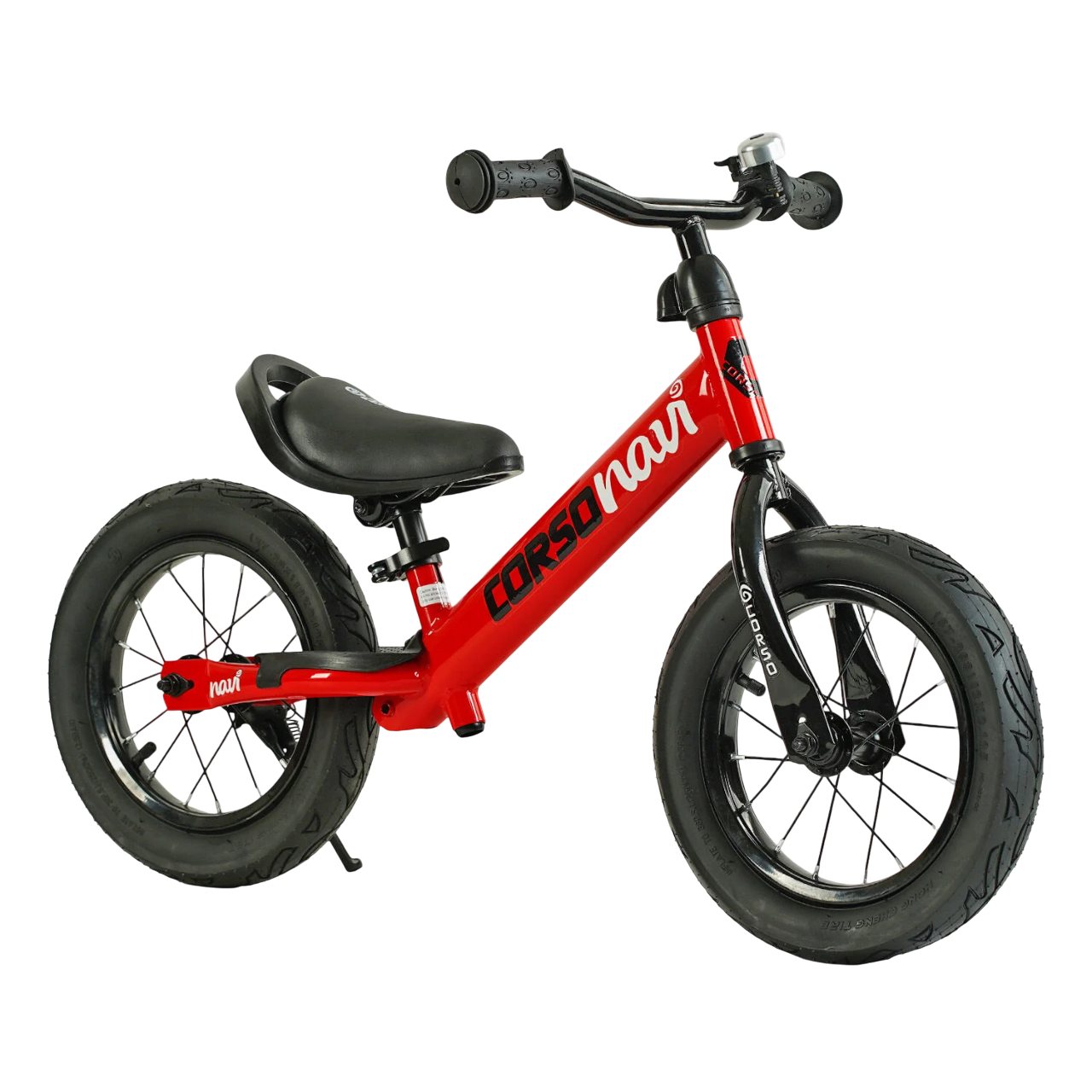 Біговел Corsi Navi 12" сталева рама/надувні колеса/підніжка/підставка для ніг/дзвіночок Red (147326)
