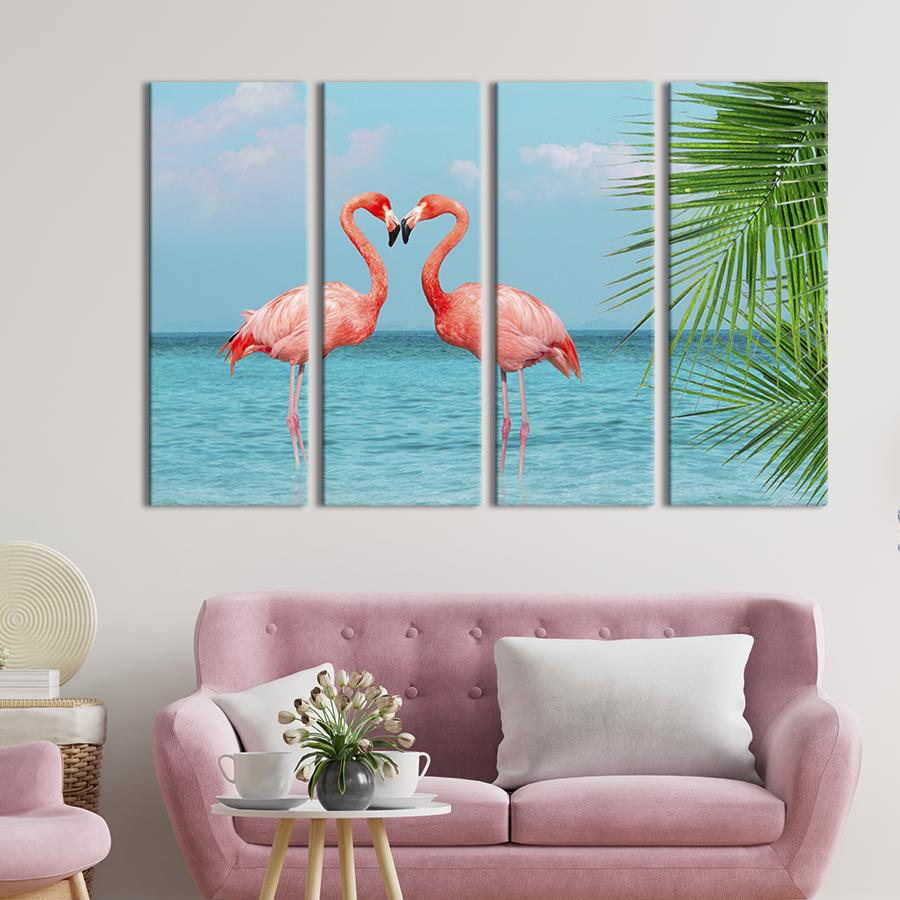Модульная картина на холсте Полиптих Верные фламинго 89x53 см (187-41) Модульная картина на холсте Полиптих Верные фламинго 89x53 см (187-41)