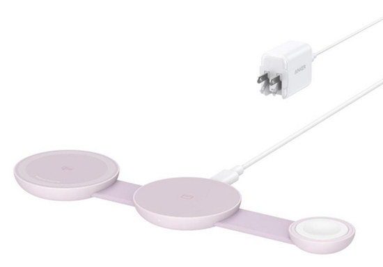 Док-станция Anker MagSafe Compatible MagGo UFO Charger 3in1 Qi2 15W Max Pink (B25M8J51)
