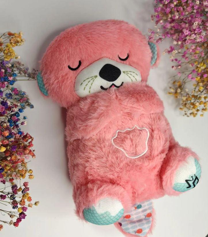 Нічник дитяча іграшка Видра дихаюча Рожевий