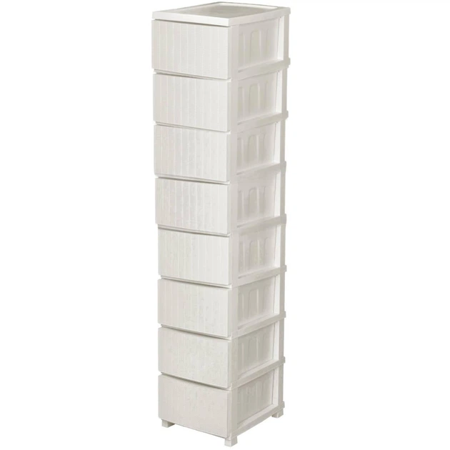 Комод для зберігання VILAN на 8 ярусів з розсувними ящиками пластиковий Білий (147-46-10502) Комод для зберігання VILAN на 8 ярусів з розсувними ящиками пластиковий Білий (147-46-10502)