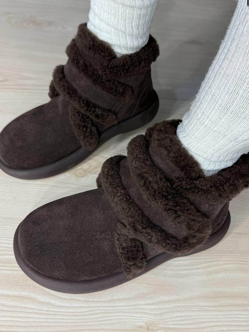 Ботинки женские Hengji 13-6 угги замшевые на меху с опушкой р. 38 Коричневый (5651) - фото 2 Ботинки женские Hengji 13-6 угги замшевые на меху с опушкой р. 38 Коричневый (5651) - фото 2