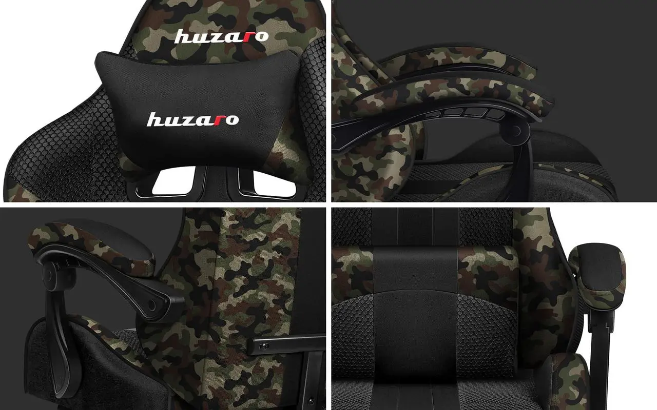 Кресло геймерское Huzaro Force 4.7 Camo ткань с подставкой для ног до 140 кг Камуфляж/Черный - фото 10