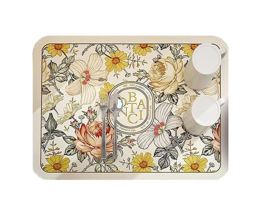 Коврик для сушки посуды на кухню с цветочным узором влаговпитывающий с нескользящим дном многофункциональный 40х50 см Разноцветный (D-0158) - фото 3 Коврик для сушки посуды на кухню с цветочным узором влаговпитывающий с нескользящим дном многофункциональный 40х50 см Разноцветный (D-0158) - фото 3