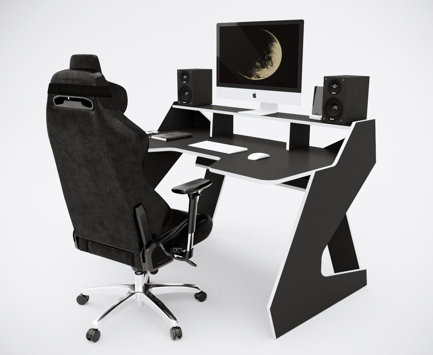 Стол геймерский с надстройкой Zeus Igrok-Tim ЛДСП Черный/белый - фото 7 Стол геймерский с надстройкой Zeus Igrok-Tim ЛДСП Черный/белый - фото 7