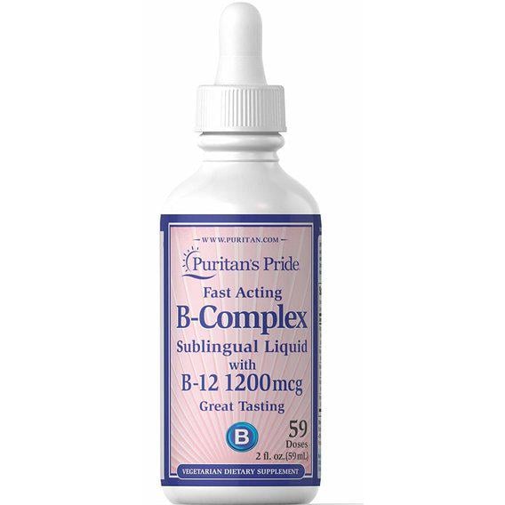 В комплекс Puritan's Pride Vitamin B-Complex Sublingual Liquid with Vitamin B-12 2 ун. 59 мл