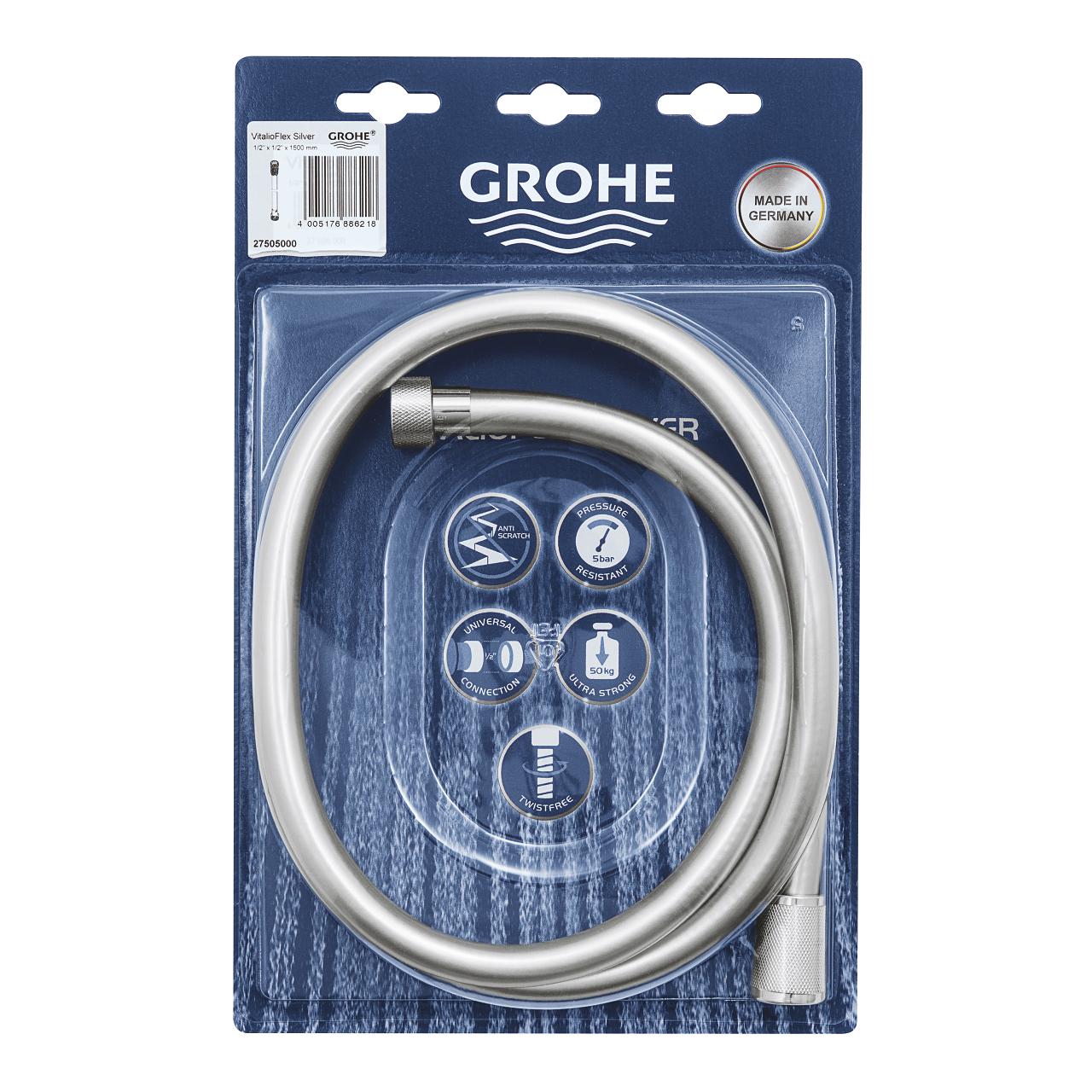 Шланг для душа силиконовый Grohe VitalioFlex Silver 27505000 1500 мм Хром (114999) - фото 3