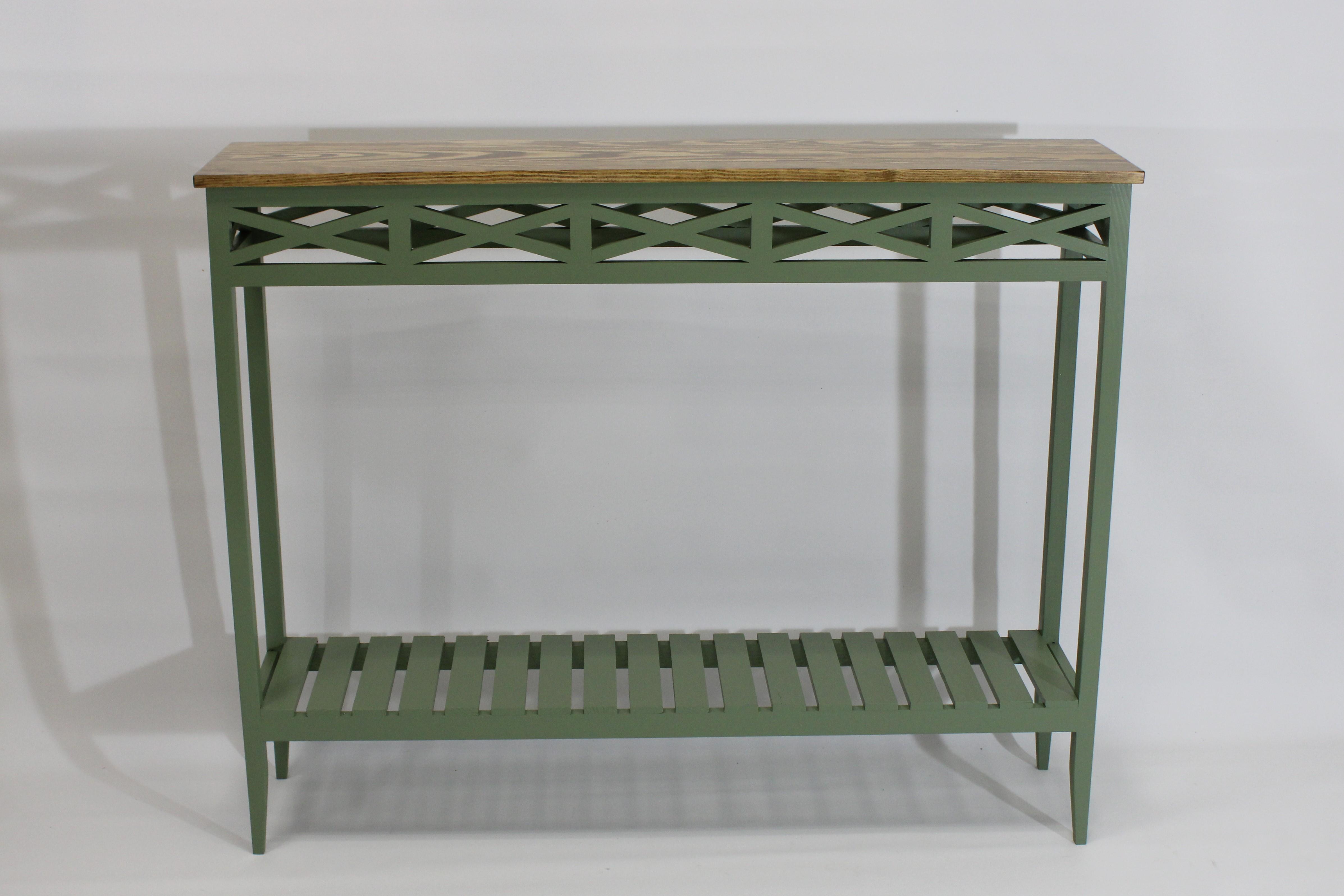 Столик консольный Древоделя Версаль 5К 90x113x26 см Изумруд/Орех светлый (071526)