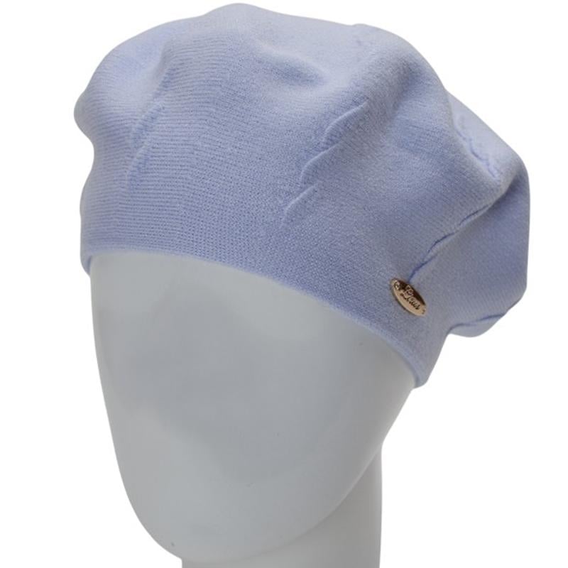 Берет женский Novita ВИКИ двойной с узором one size Голубой (285933) - фото 1