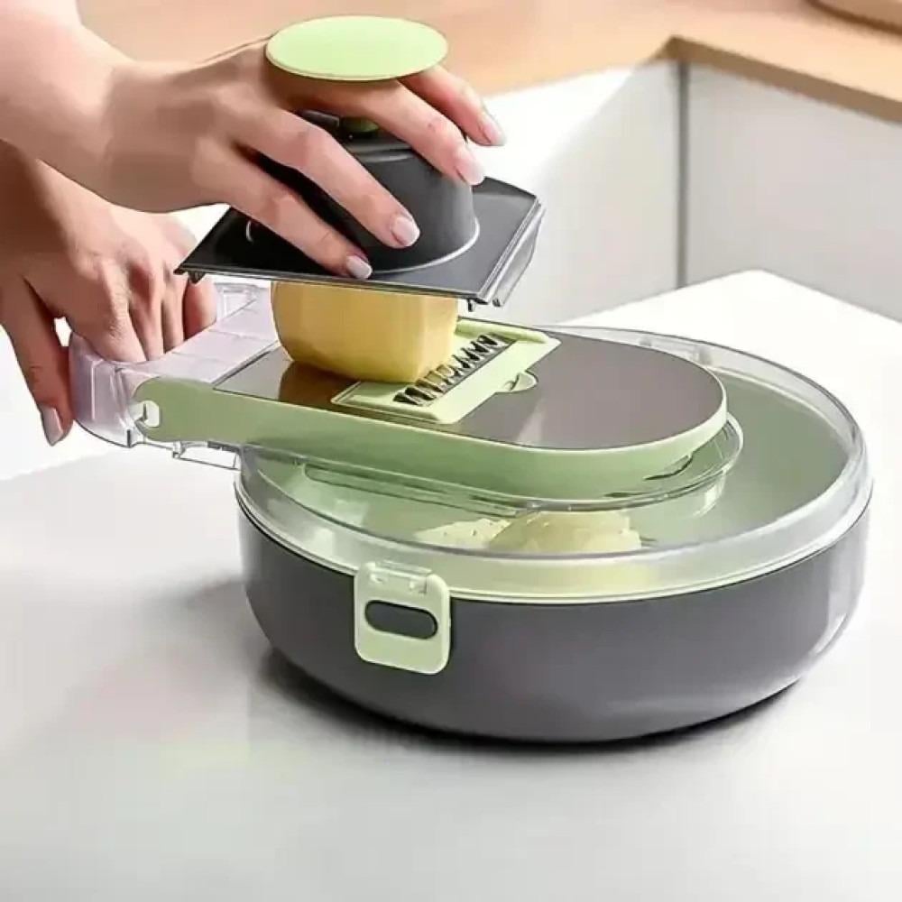 Овочерізкаслайсер 9в1 з кошиком-друшляком 8 насадок - фото 3 Овочерізкаслайсер 9в1 з кошиком-друшляком 8 насадок - фото 3