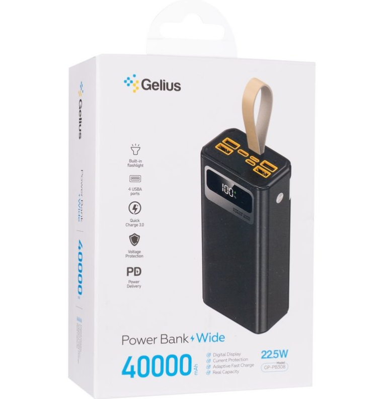 Повербанк Gelius Wide GP-PB308 40000 mAh QC+PD 22,5W/Led Black (2635752269) - фото 9 Повербанк Gelius Wide GP-PB308 40000 mAh QC+PD 22,5W/Led Black (2635752269) - фото 9