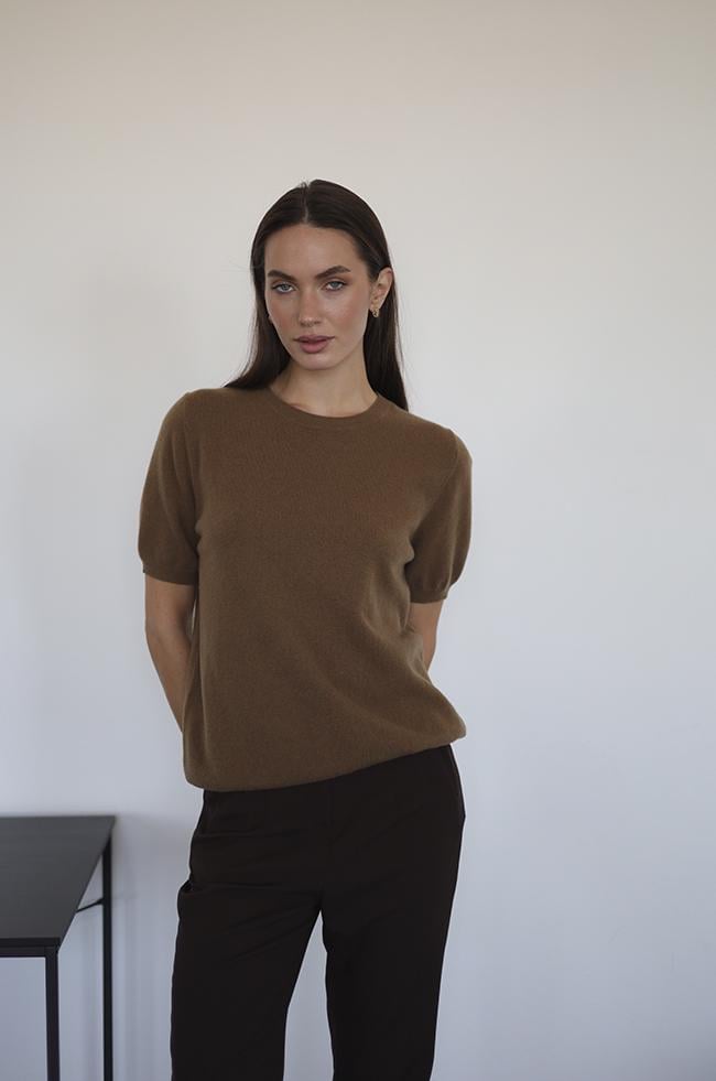 Светр Lipar 2965 вовняний з короткими рукавами р. 44-48 Капучино (161877461)