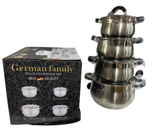 Набір каструль з кришками German Family GF-2045 нержавіюча сталь 8 пр. (GF-2045) - фото 4 Набір каструль з кришками German Family GF-2045 нержавіюча сталь 8 пр. (GF-2045) - фото 4