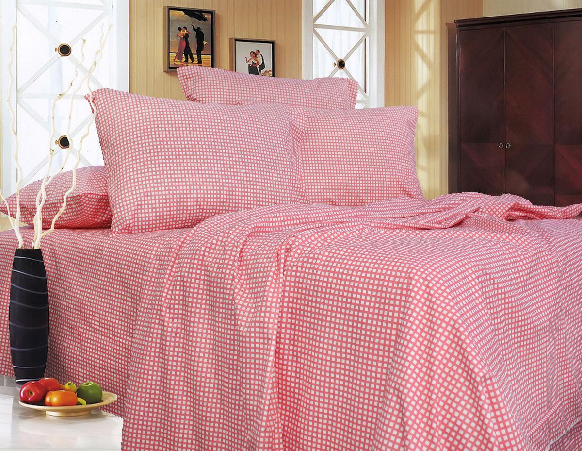 Комплект постельного белья полуторный Еней-плюс Р0123 Красный/Белый