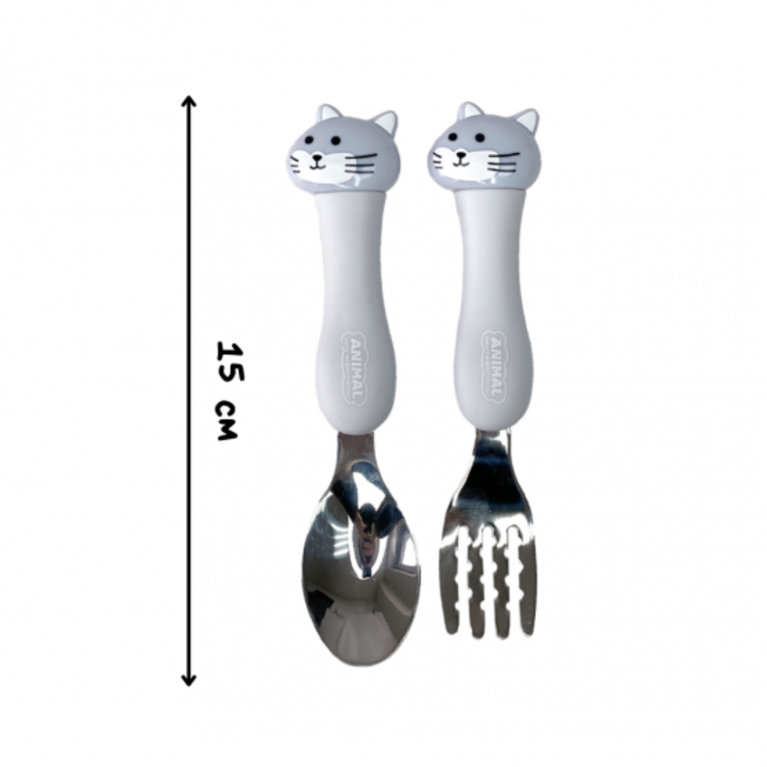 Набор детских столовых приборов Котик вилка/ложка в контейнере (15304322) - фото 3