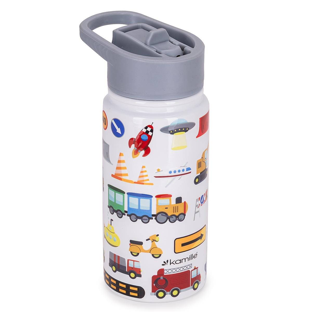 Термобутылка для детей с 3D принтом Kamille KM-2162 из нержавеющей стали 480 мл Белый (150-84-2162.1)