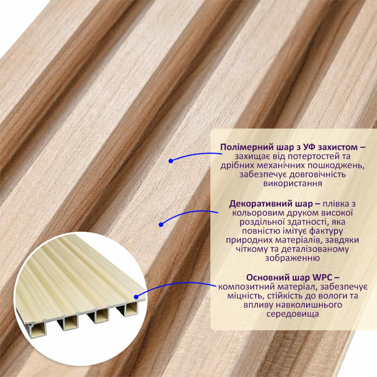 Рельс декоративный WPC стеновой 3000х160х23 мм Вишня (SW-00001857) - фото 2 Рельс декоративный WPC стеновой 3000х160х23 мм Вишня (SW-00001857) - фото 2