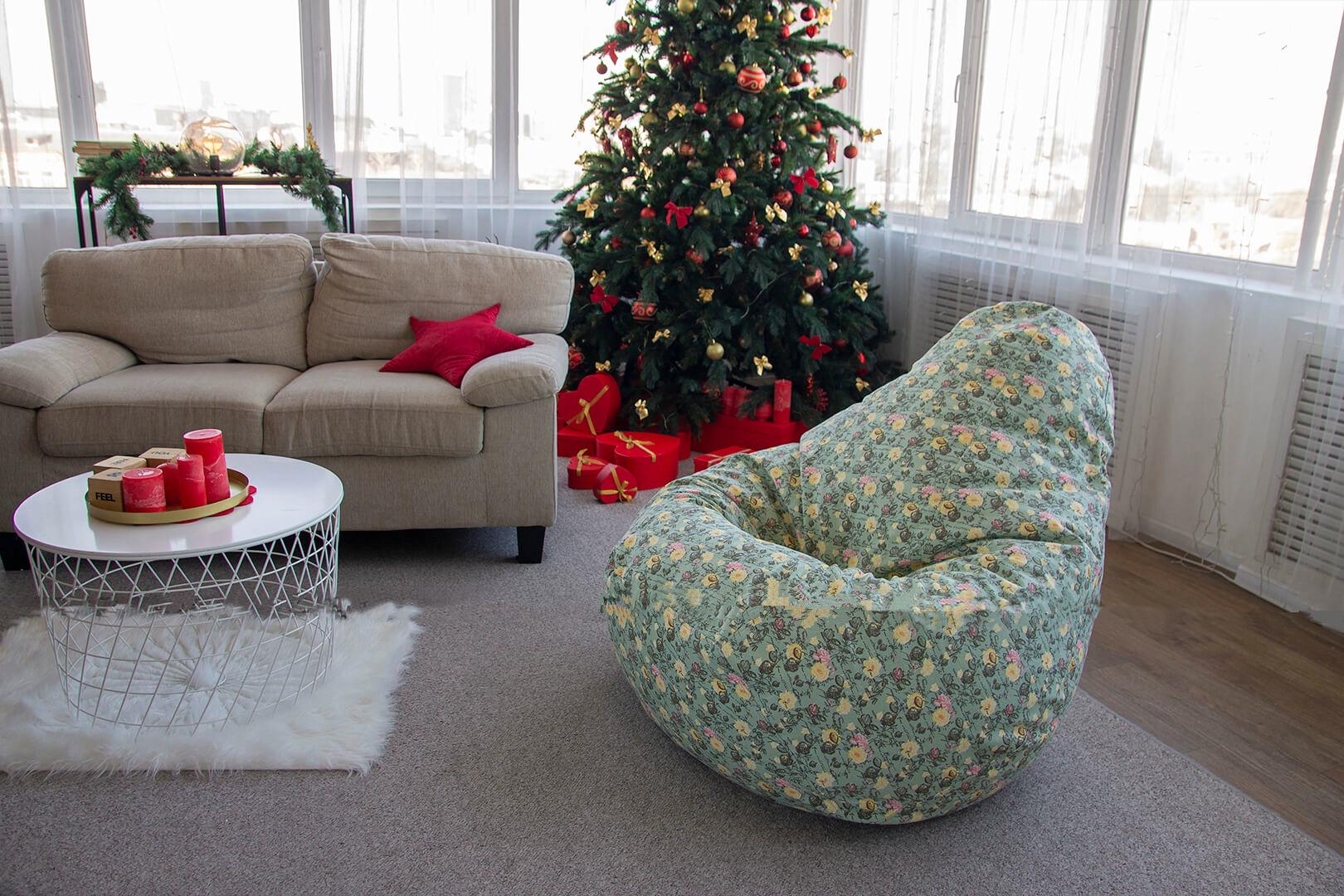 Крісло безкаркасне з квітковим принтом 130х100 см (89746158-Т) Різнокольоровий - фото 2 Крісло безкаркасне з квітковим принтом 130х100 см (89746158-Т) Різнокольоровий - фото 2