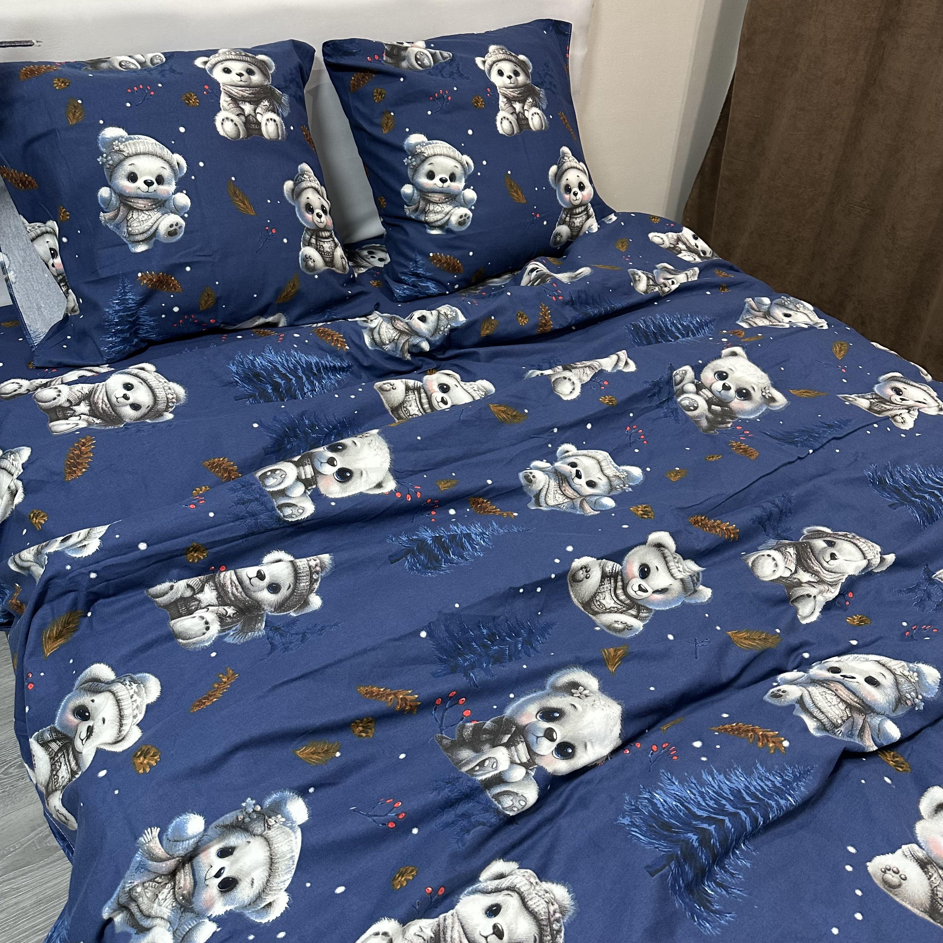 Комплект постільної білизни байкова Зимовий євро Синій (байка 3-3) - фото 4 Комплект постільної білизни байкова Зимовий євро Синій (байка 3-3) - фото 4