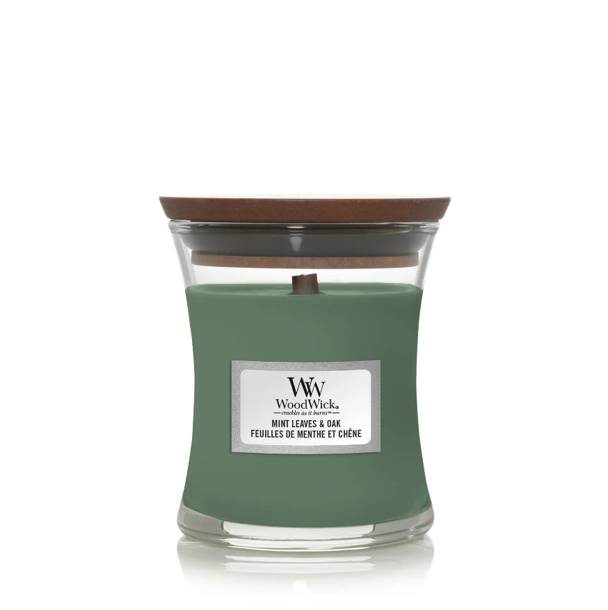 Свічка ароматична Woodwick Mini Mint leaves&Oak з нотами м'яти/дуба 85 г (1720117877) - фото 1