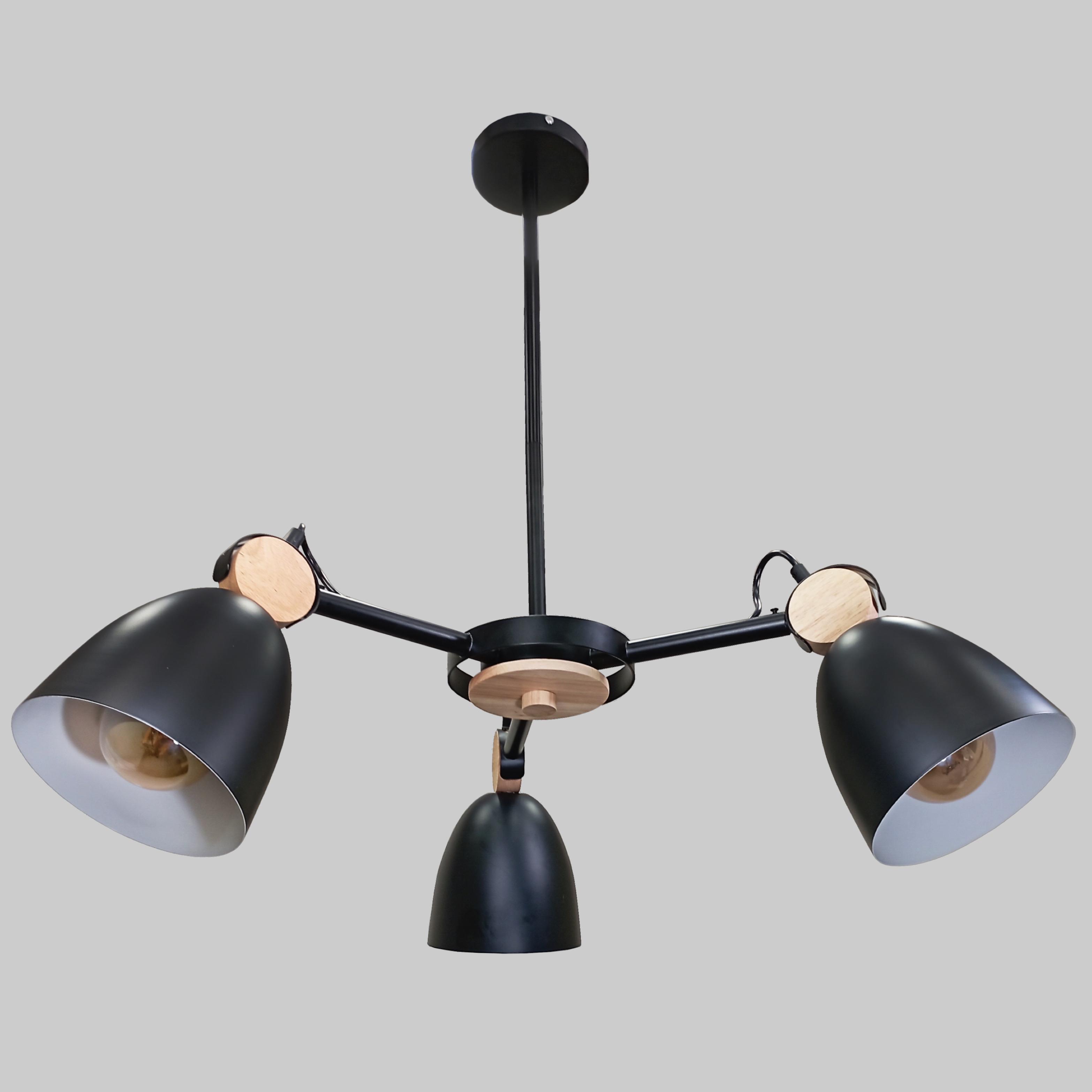 Люстра в скандинавском стиле на 3 лампы Черный (52-V27039-3 BK)