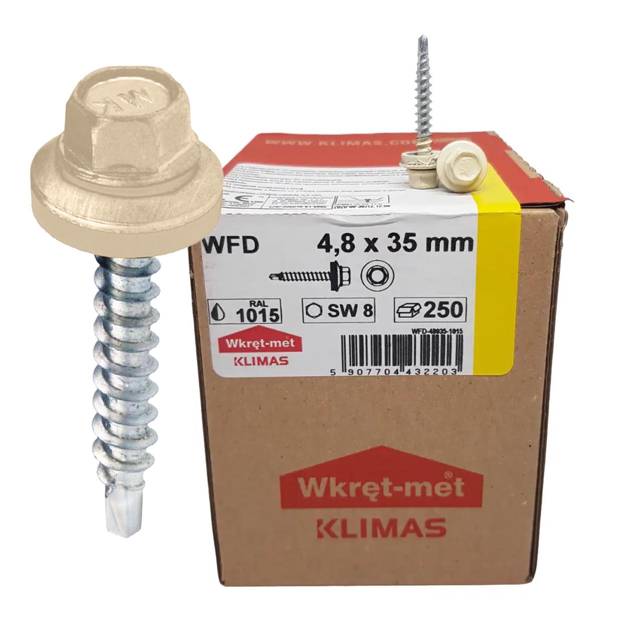 Саморез кровельный по дереву Klimas Wkret-Met RAL 1015 4,8x35 мм 250 шт. - фото 2