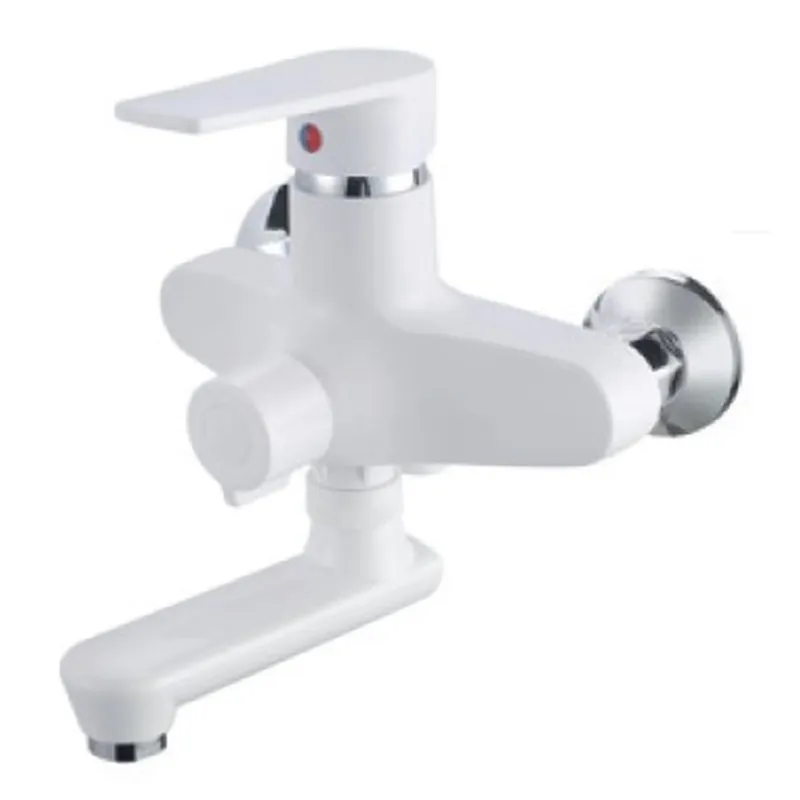 Смеситель для ванны PLAMIX OSCAR-008 Euro SET со шлангом/лейкой и кронштейном White (PM0698)