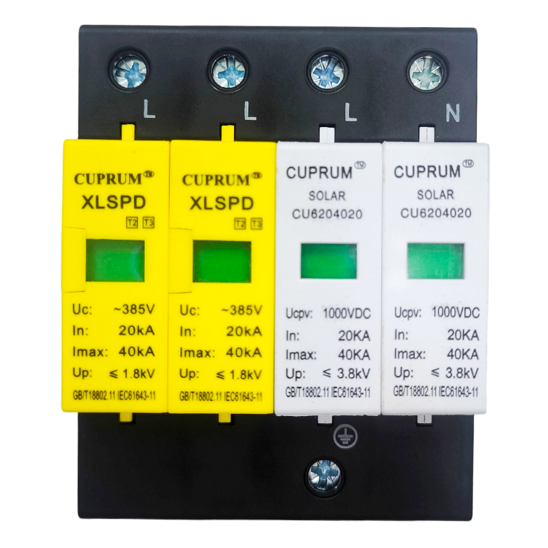Пристрій захисного відключення комбінований DC+AC 2пDC 1000V+ 2пAC 385V 40kA (cu6204042)