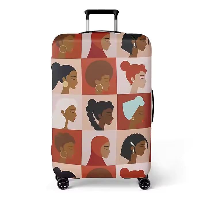 Чехол для чемодана Female яркий принт с изображением девушек плотный материал вырезы застежка молния S