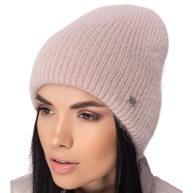 Шапка ангорова жіноча Leks Конфетті one size Пудровий - фото 1