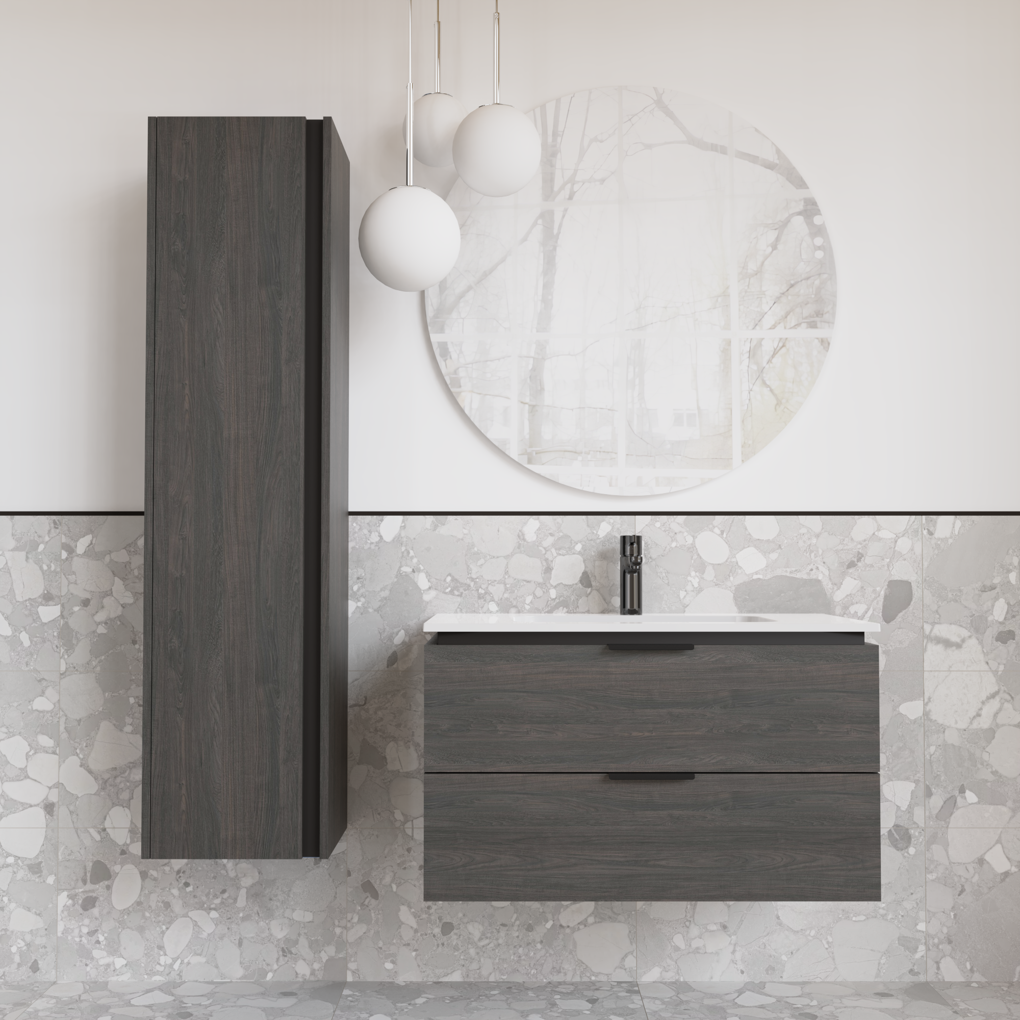 Тумба підвісна з раковиною MVK Vostok Icon 70 В2 700х450х530 мм Морське дерево Карбон (p270kb) - фото 4