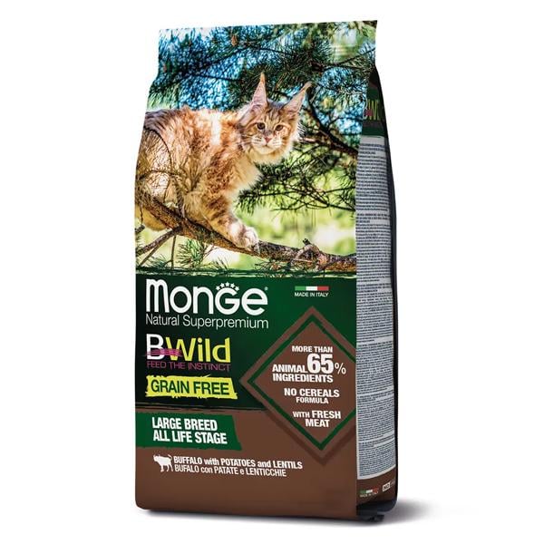 Корм для кошек сухой Monge Cat Bwild Grain Free буйвол для больших пород с 2-х месяцев 1,5 кг (000025586)