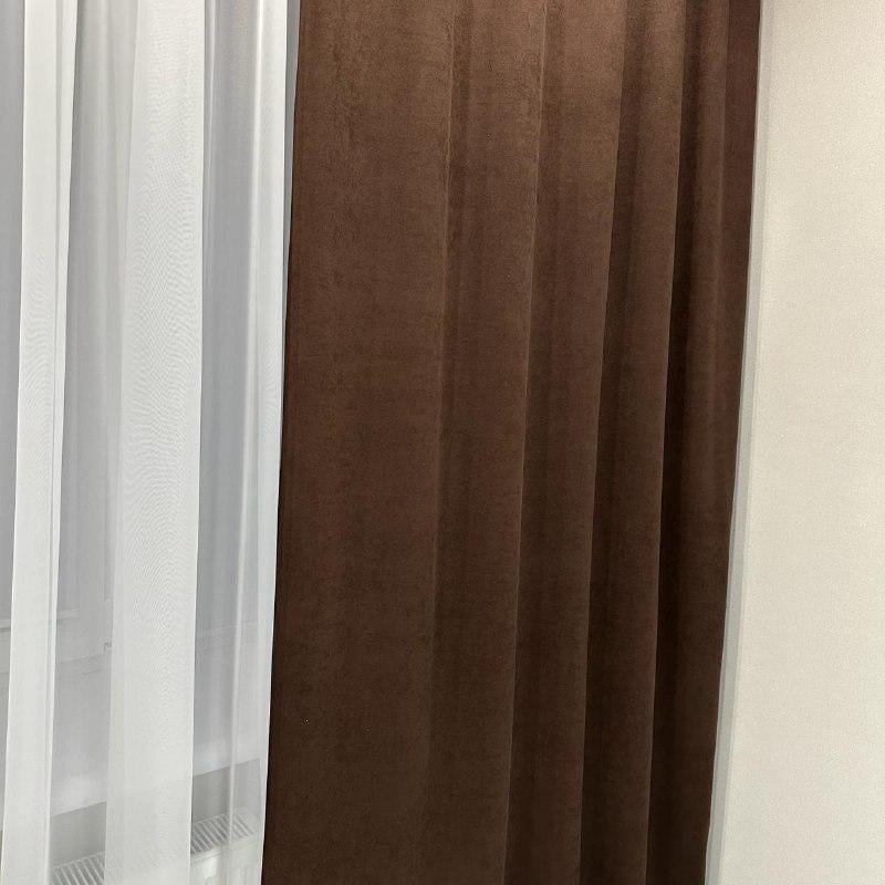 Комплект штор микровелюр 2 шт. 1,5х2,7 м готовые на шторной тесьме 6 см Коричневый (petek-V13) - фото 6 Комплект штор микровелюр 2 шт. 1,5х2,7 м готовые на шторной тесьме 6 см Коричневый (petek-V13) - фото 6