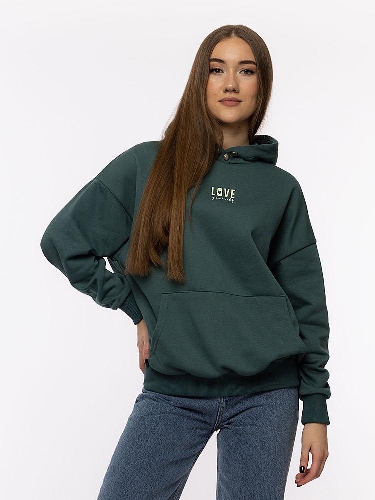 Худи женское оверсайз ЦБ-00214151 р. 42 Зеленый (SKT000895779) - фото 1