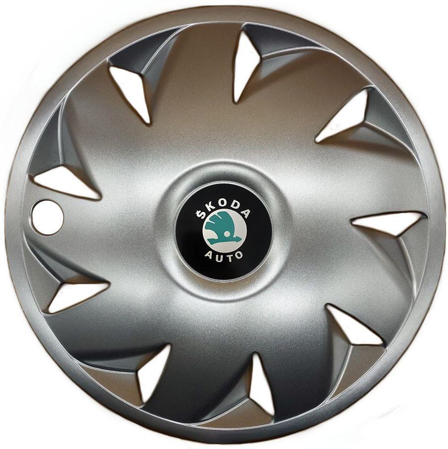 Колпаки модельные R14 Skoda 210 4 шт. SJS Серебряный/Зеленый (2654555888)