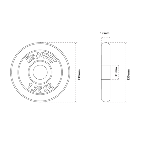 Диск чугунный K-SPORT O1.25 1,25 кг (396838) - фото 2 Диск чугунный K-SPORT O1.25 1,25 кг (396838) - фото 2