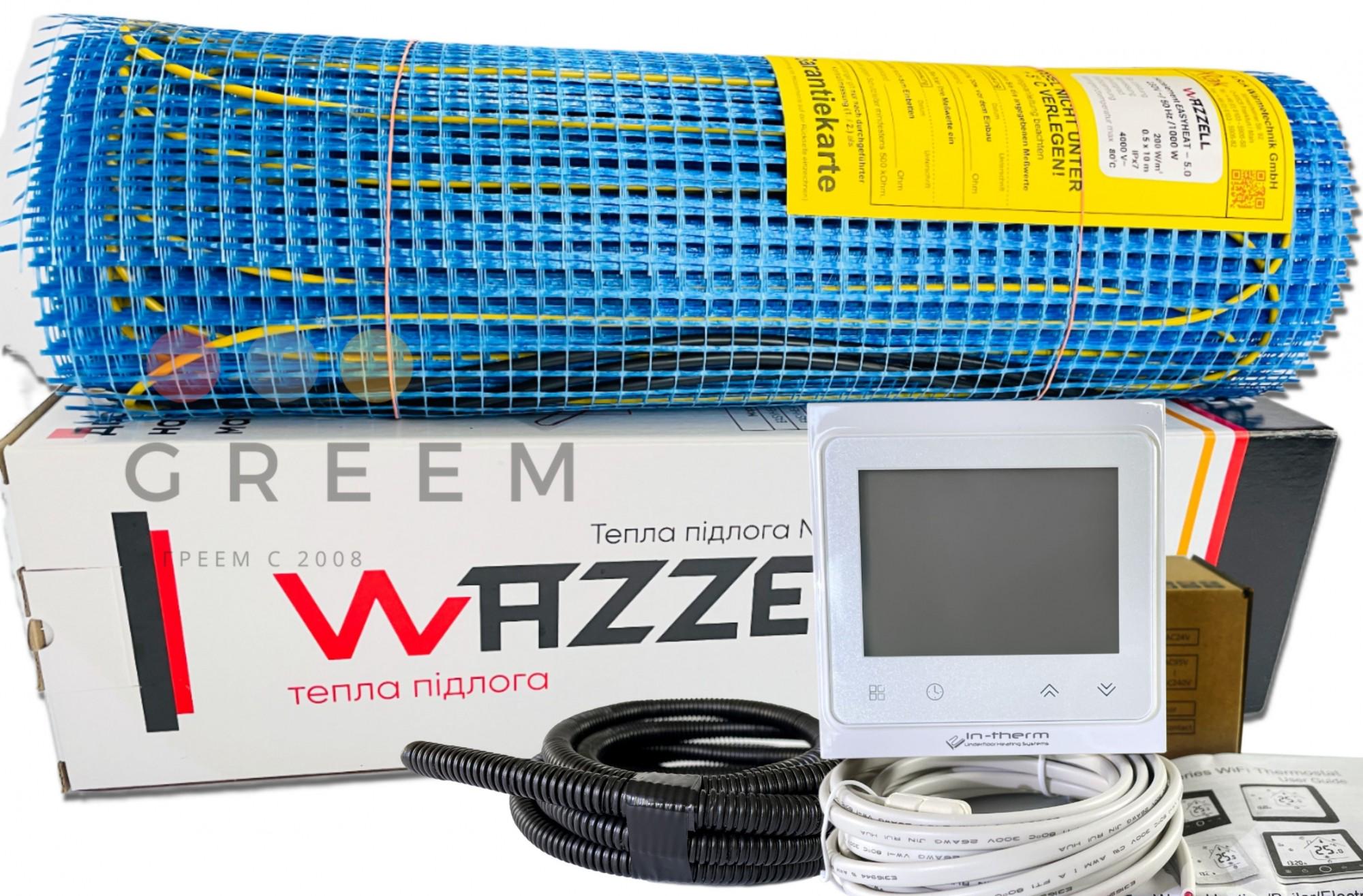 Нагрівальный мат WAZZELL + Wi-Fi термостат3.5 м²