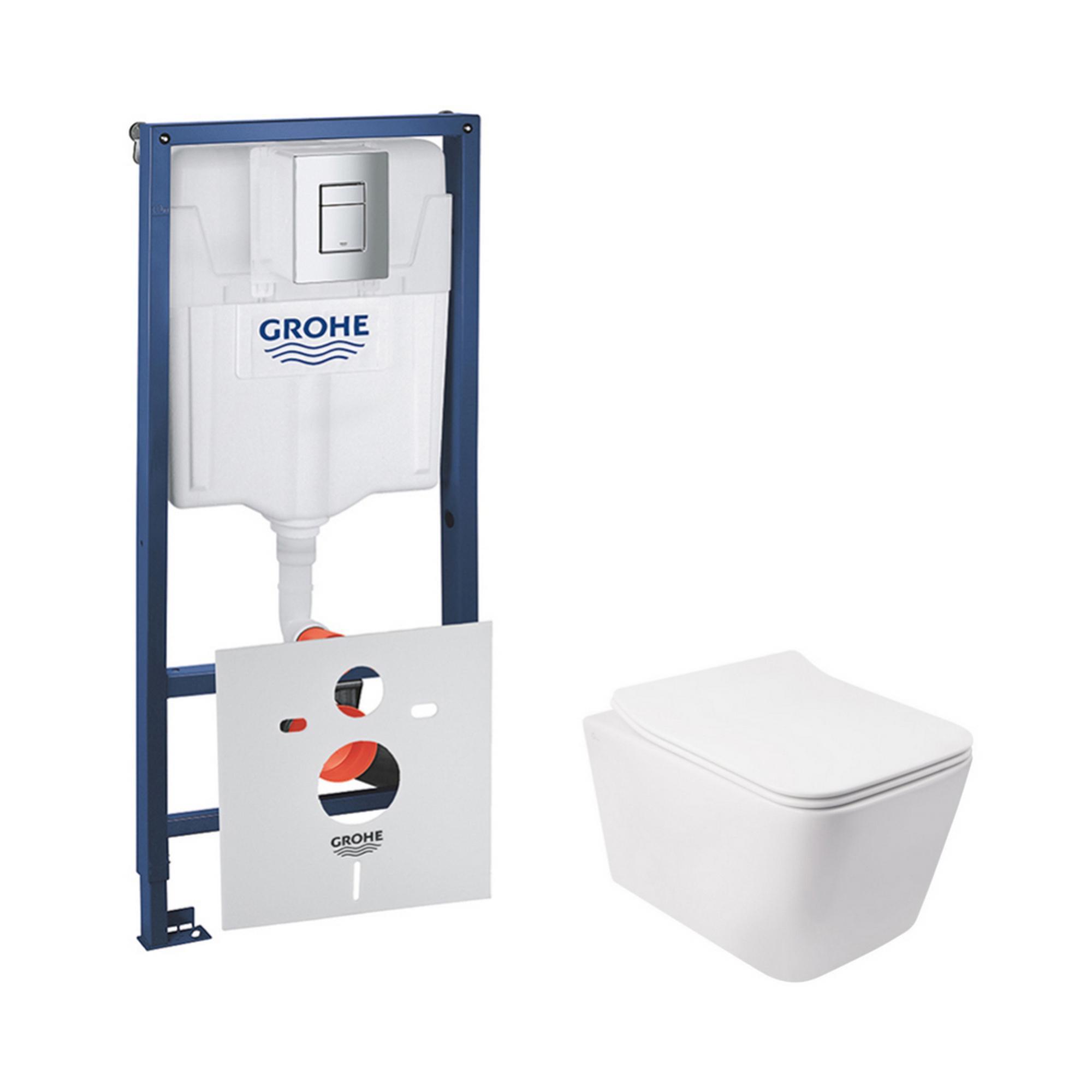 Комплект инсталляции Grohe Rapid SL 38772001QT05335170W с унитазом и кнопкой Хром (75724)