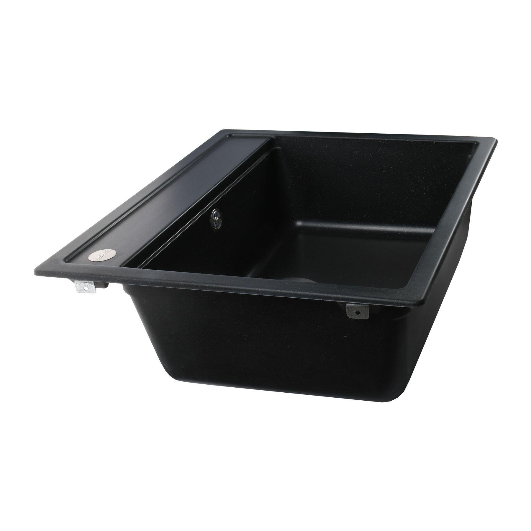 Мийка кухонна Globus Lux 000009669 гранітна прямокутна 570x510 мм Чорний (25953135) - фото 5